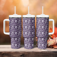 Hibiscus Bloom Island Tribal Waves Tumbler With Handle Purple Polynesian Pattern LT01 - Polynesian Pride