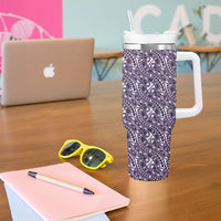 Hibiscus Bloom Island Tribal Waves Tumbler With Handle Purple Polynesian Pattern LT01 - Polynesian Pride