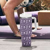 Hibiscus Bloom Island Tribal Waves Tumbler With Handle Purple Polynesian Pattern LT01 - Polynesian Pride