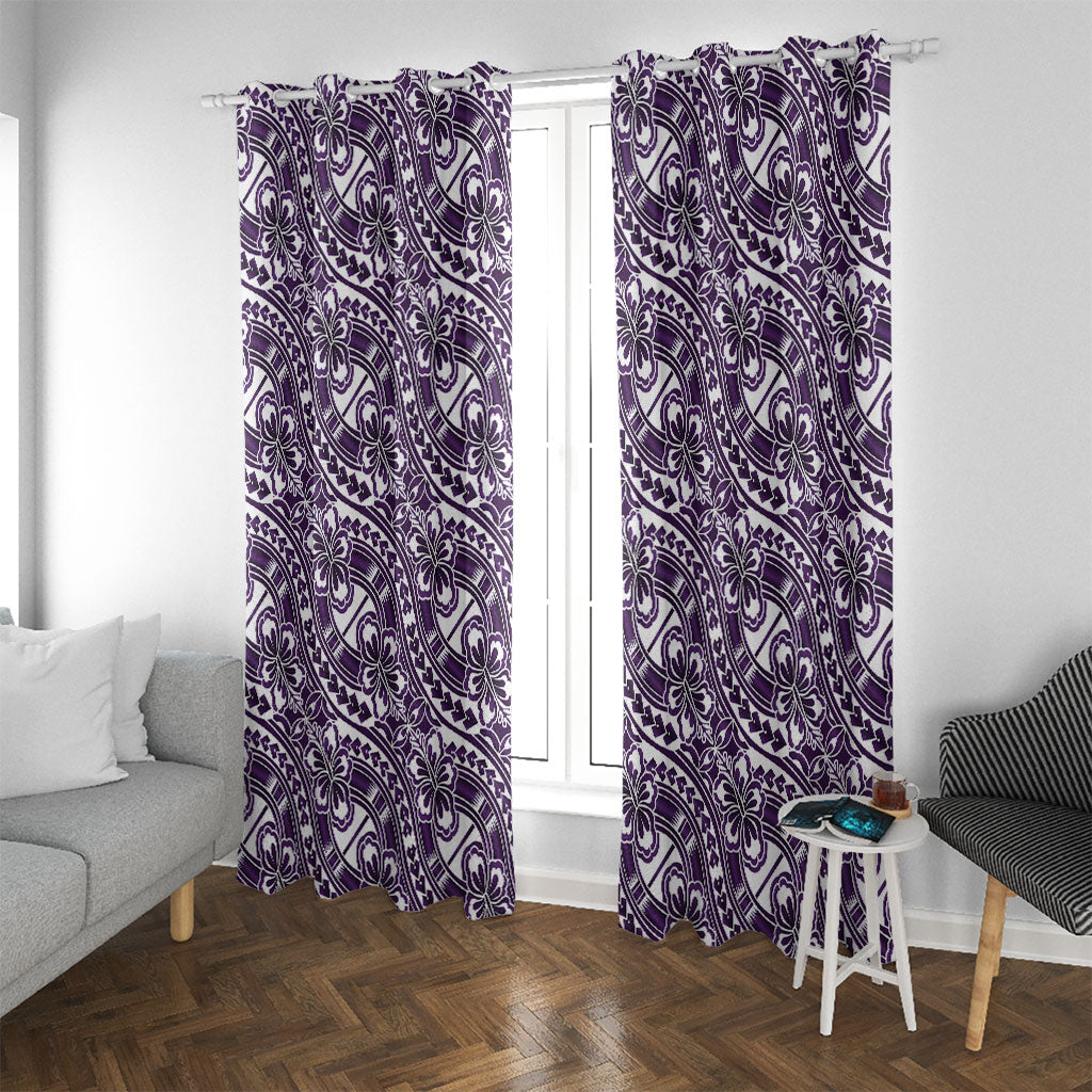 Hibiscus Bloom Island Tribal Waves Window Curtain Purple Polynesian Pattern LT01 With Grommets Purple - Polynesian Pride