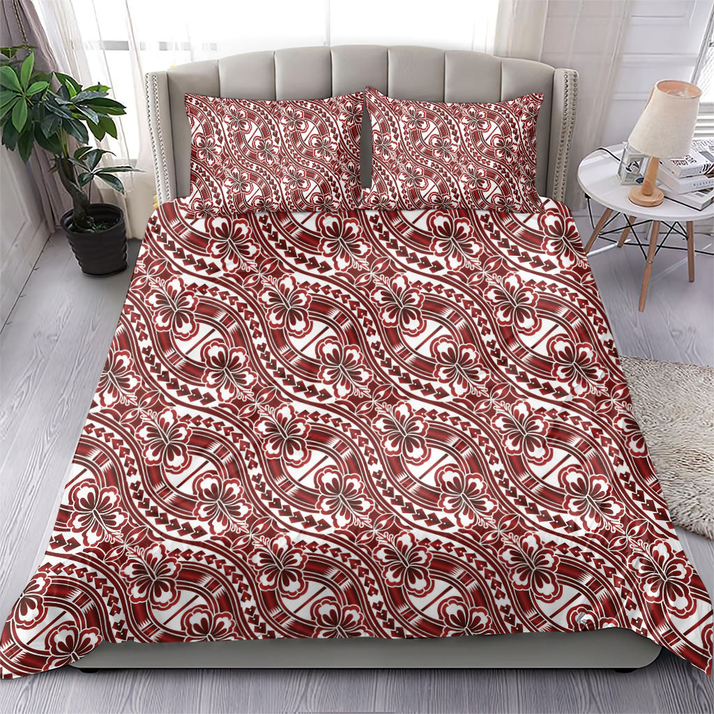 Hibiscus Bloom Island Tribal Waves Bedding Set Red Polynesian Pattern LT01 - Polynesian Pride