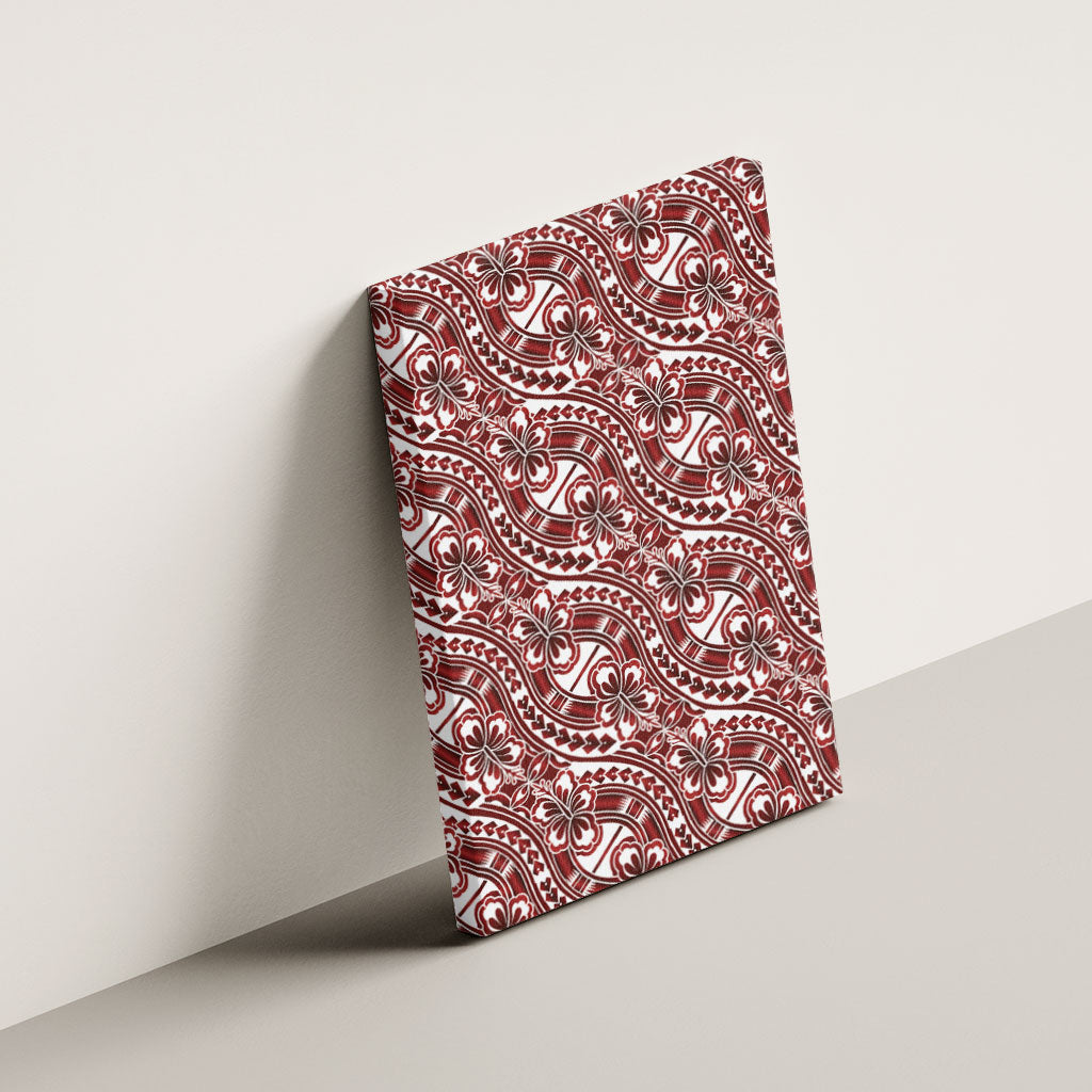 Hibiscus Bloom Island Tribal Waves Canvas Wall Art Red Polynesian Pattern LT01 - Polynesian Pride