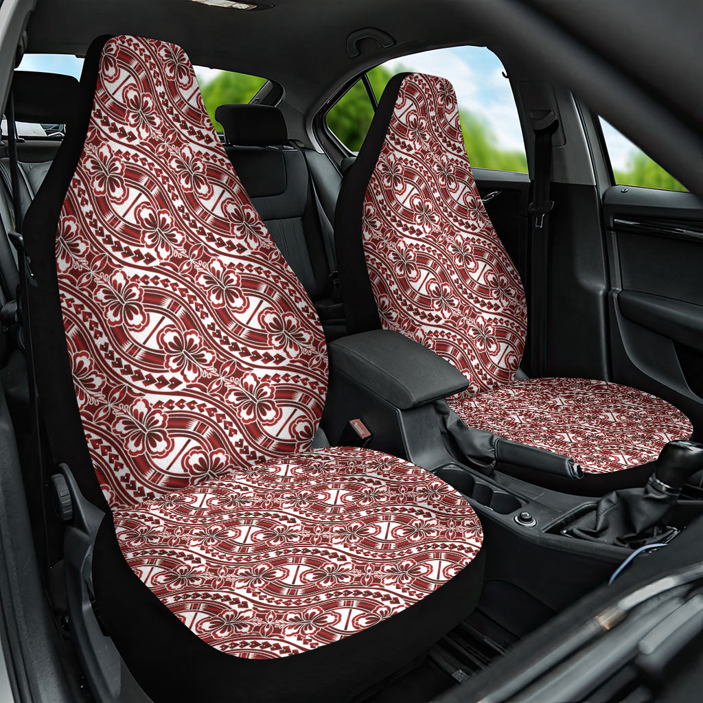 Hibiscus Bloom Island Tribal Waves Car Seat Cover Red Polynesian Pattern LT01 One Size Red - Polynesian Pride