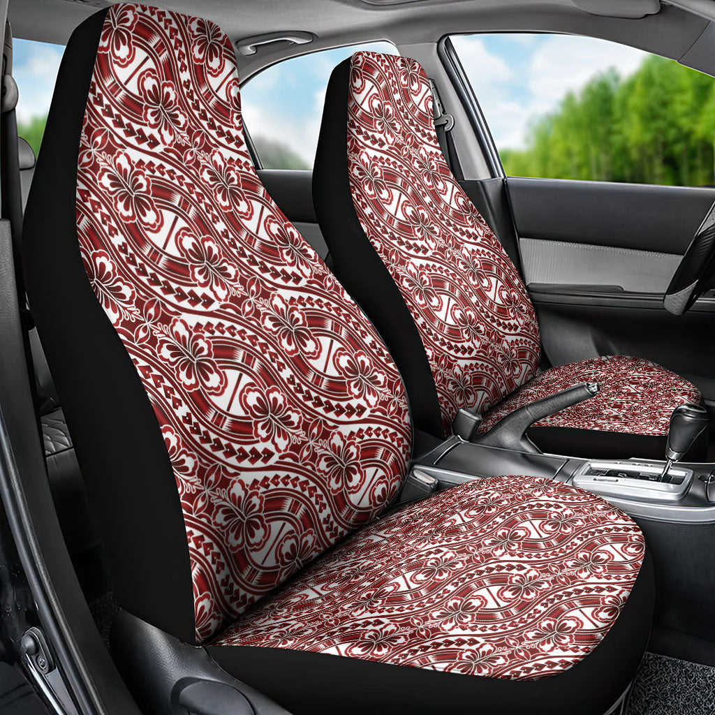 Hibiscus Bloom Island Tribal Waves Car Seat Cover Red Polynesian Pattern LT01 - Polynesian Pride