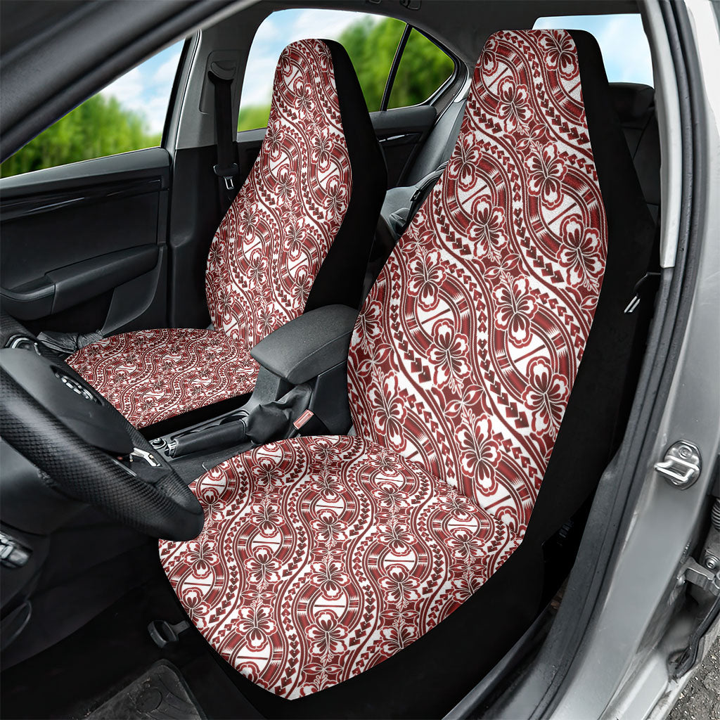 Hibiscus Bloom Island Tribal Waves Car Seat Cover Red Polynesian Pattern LT01 - Polynesian Pride