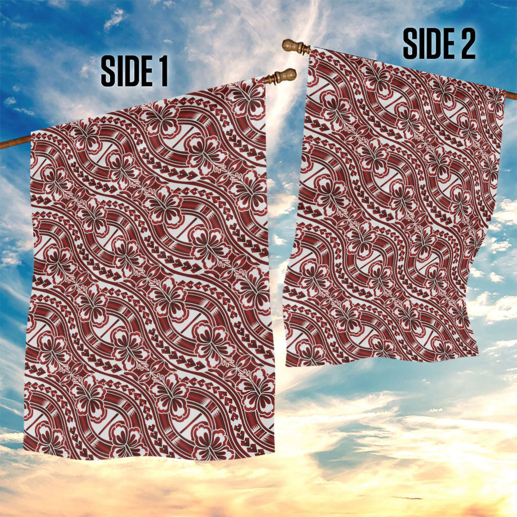 Hibiscus Bloom Island Tribal Waves Garden Flag Red Polynesian Pattern LT01 - Polynesian Pride