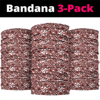 Hibiscus Bloom Island Tribal Waves Neck Gaiter Red Polynesian Pattern