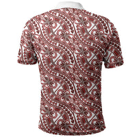 Hibiscus Bloom Island Tribal Waves Polo Shirt Red Polynesian Pattern LT01 - Polynesian Pride