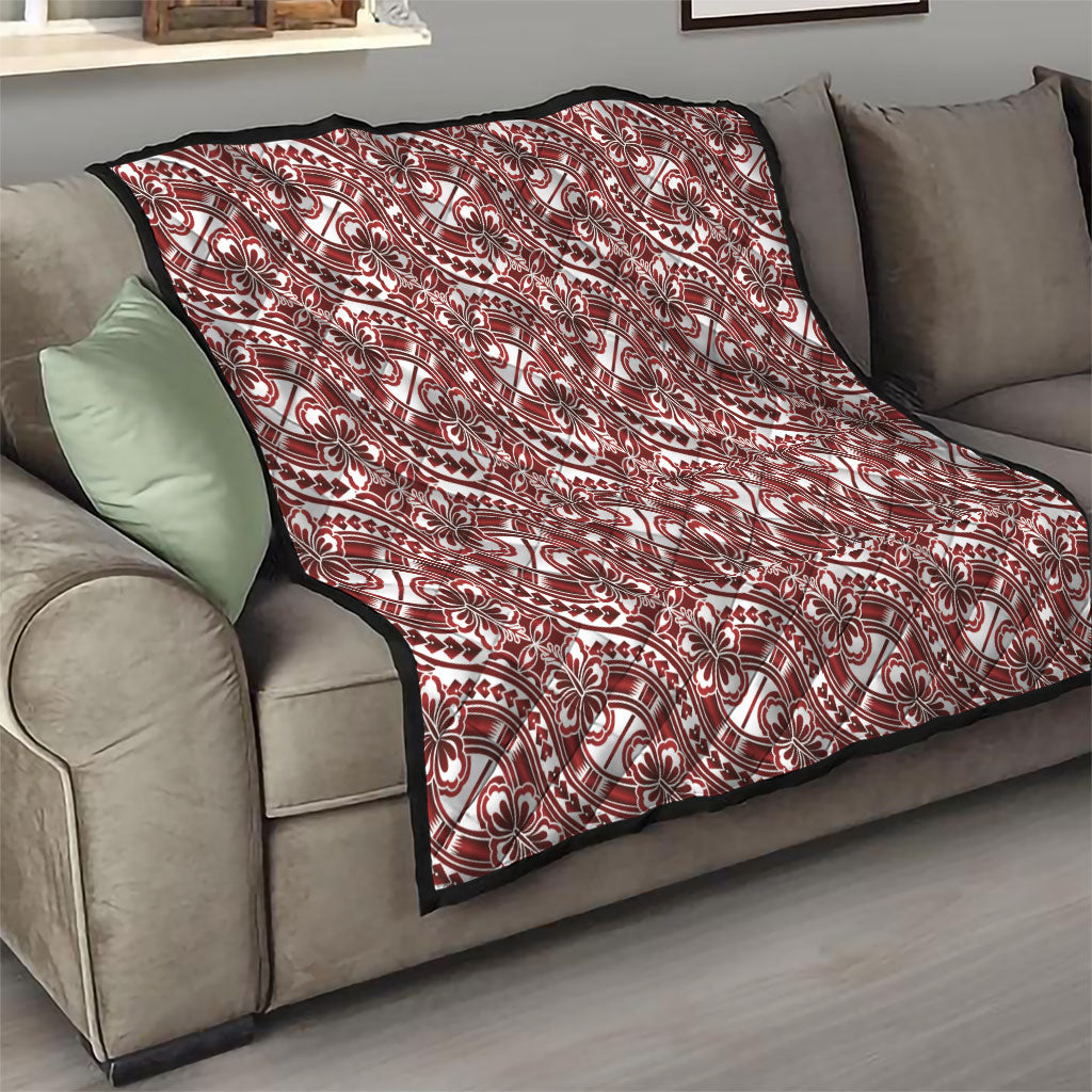 Hibiscus Bloom Island Tribal Waves Quilt Red Polynesian Pattern LT01 - Polynesian Pride