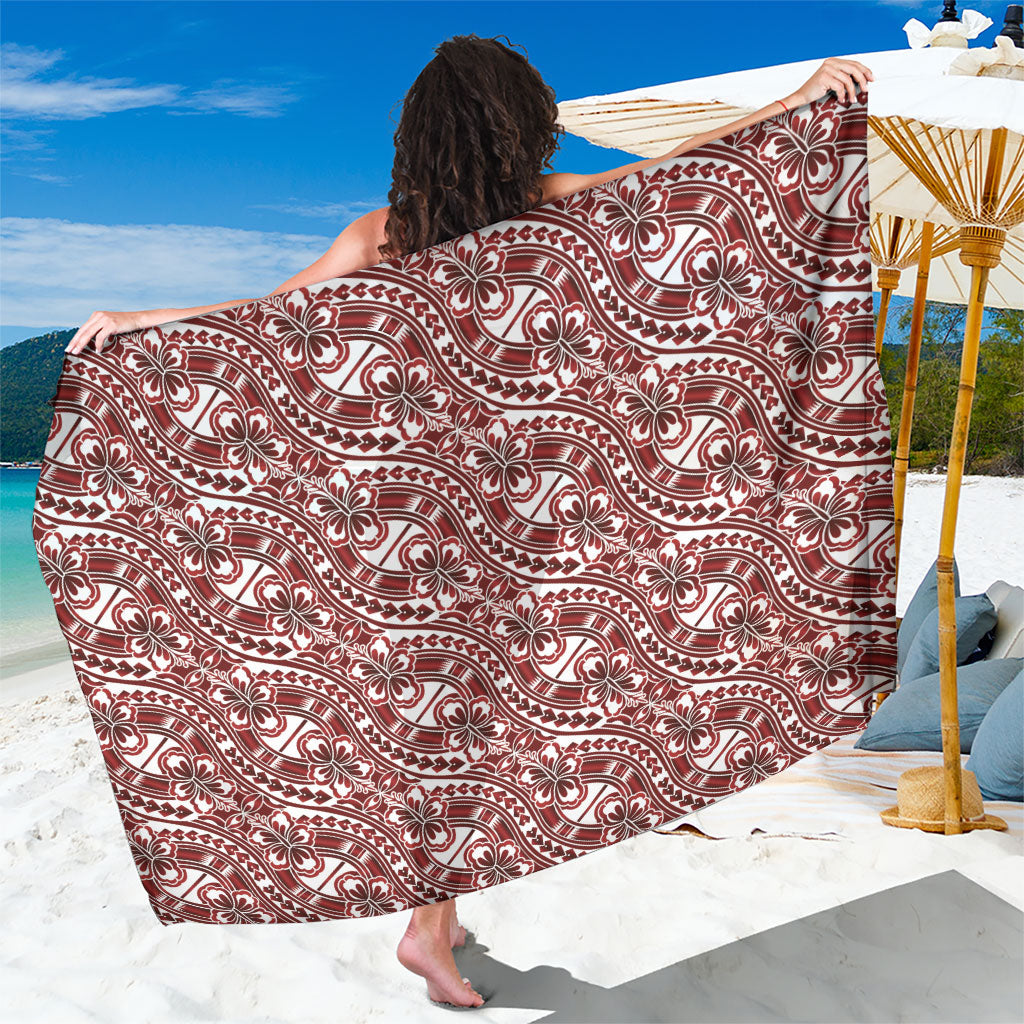 Hibiscus Bloom Island Tribal Waves Sarong Red Polynesian Pattern LT01 One Size 44 x 66 inches Red - Polynesian Pride