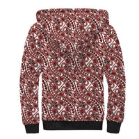 Hibiscus Bloom Island Tribal Waves Sherpa Hoodie Red Polynesian Pattern LT01 - Polynesian Pride