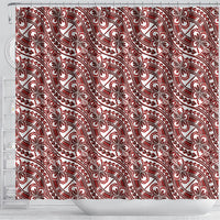Hibiscus Bloom Island Tribal Waves Shower Curtain Red Polynesian Pattern LT01 - Polynesian Pride