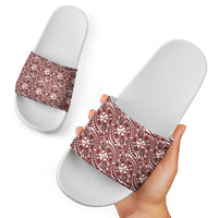 Hibiscus Bloom Island Tribal Waves Slide Sandals Red Polynesian Pattern LT01 - Polynesian Pride