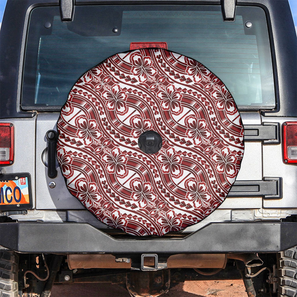 Hibiscus Bloom Island Tribal Waves Spare Tire Cover Red Polynesian Pattern LT01 Red - Polynesian Pride