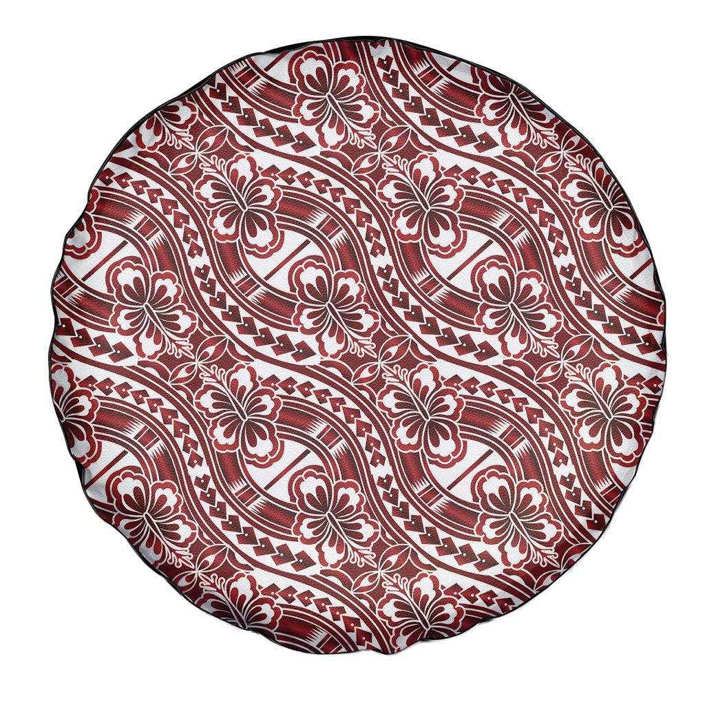 Hibiscus Bloom Island Tribal Waves Spare Tire Cover Red Polynesian Pattern LT01 - Polynesian Pride