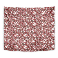 Hibiscus Bloom Island Tribal Waves Tapestry Red Polynesian Pattern LT01 - Polynesian Pride