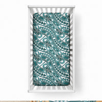 Hibiscus Bloom Island Tribal Waves Baby Bed Cover Teal Polynesian Pattern LT01 28 × 52 in Teal - Polynesian Pride