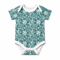 Hibiscus Bloom Island Tribal Waves Baby Onesie Teal Polynesian Pattern LT01 Teal - Polynesian Pride