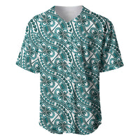 Hibiscus Bloom Island Tribal Waves Baseball Jersey Teal Polynesian Pattern LT01 Teal - Polynesian Pride