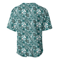Hibiscus Bloom Island Tribal Waves Baseball Jersey Teal Polynesian Pattern LT01 - Polynesian Pride