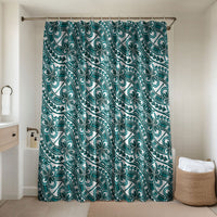 Hibiscus Bloom Island Tribal Waves Bathroom Set Teal Polynesian Pattern LT01 Shower Curtain Only Teal - Polynesian Pride