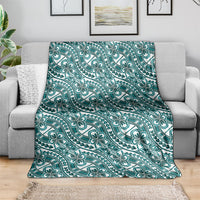Hibiscus Bloom Island Tribal Waves Blanket Teal Polynesian Pattern LT01 - Polynesian Pride