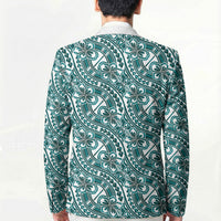 Hibiscus Bloom Island Tribal Waves Blazer Teal Polynesian Pattern LT01 - Polynesian Pride