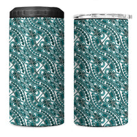 Hibiscus Bloom Island Tribal Waves 4 in 1 Can Cooler Tumbler Teal Polynesian Pattern LT01 One Size: 16 oz Teal - Polynesian Pride