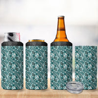 Hibiscus Bloom Island Tribal Waves 4 in 1 Can Cooler Tumbler Teal Polynesian Pattern LT01 - Polynesian Pride