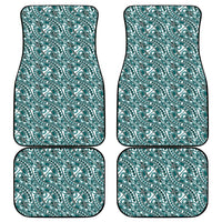 Hibiscus Bloom Island Tribal Waves Car Mats Teal Polynesian Pattern LT01 - Polynesian Pride