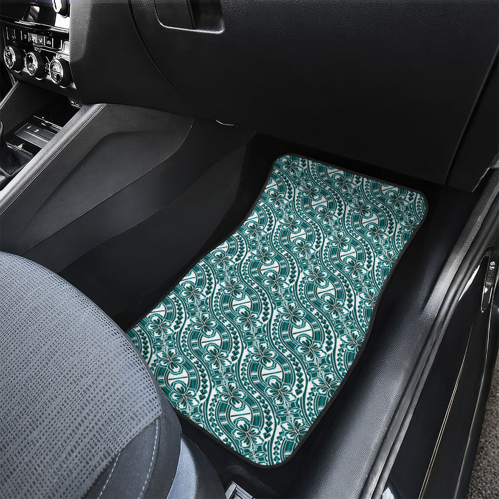 Hibiscus Bloom Island Tribal Waves Car Mats Teal Polynesian Pattern LT01 - Polynesian Pride
