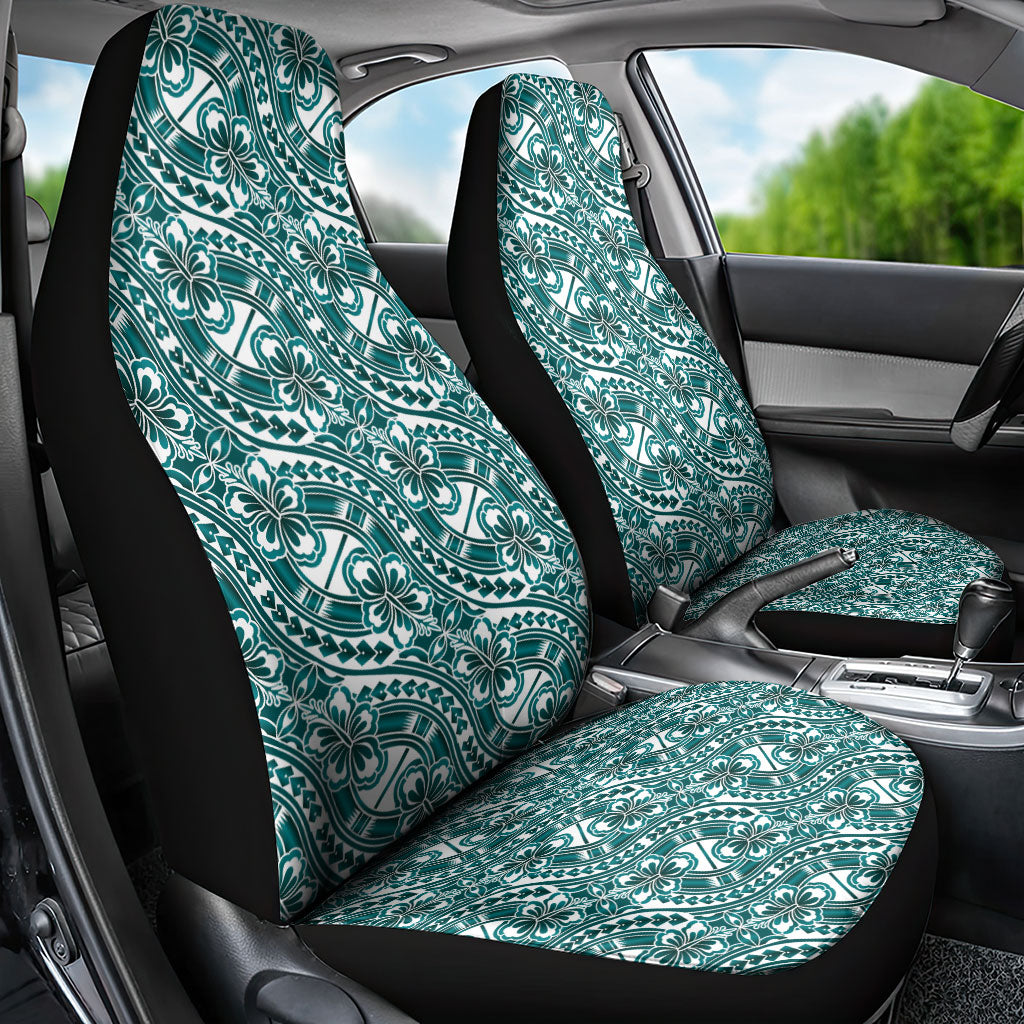 Hibiscus Bloom Island Tribal Waves Car Seat Cover Teal Polynesian Pattern LT01 - Polynesian Pride