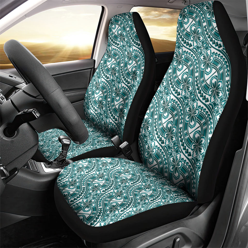 Hibiscus Bloom Island Tribal Waves Car Seat Cover Teal Polynesian Pattern LT01 - Polynesian Pride