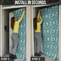 Hibiscus Bloom Island Tribal Waves Door Cover Teal Polynesian Pattern LT01 - Polynesian Pride