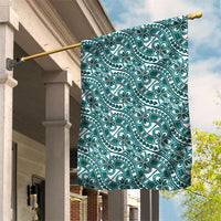 Hibiscus Bloom Island Tribal Waves Garden Flag Teal Polynesian Pattern LT01 House Flag Teal - Polynesian Pride