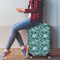 Hibiscus Bloom Island Tribal Waves Luggage Cover Teal Polynesian Pattern LT01 - Polynesian Pride