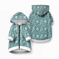 Hibiscus Bloom Island Tribal Waves Pet Hoodie Teal Polynesian Pattern LT01 Zip-up Teal - Polynesian Pride