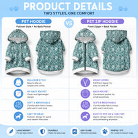 Hibiscus Bloom Island Tribal Waves Pet Hoodie Teal Polynesian Pattern LT01 - Polynesian Pride