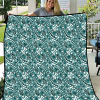 Hibiscus Bloom Island Tribal Waves Quilt Teal Polynesian Pattern LT01 Teal - Polynesian Pride