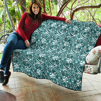 Hibiscus Bloom Island Tribal Waves Quilt Teal Polynesian Pattern LT01 - Polynesian Pride