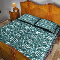 Hibiscus Bloom Island Tribal Waves Quilt Bed Set Teal Polynesian Pattern LT01 - Polynesian Pride