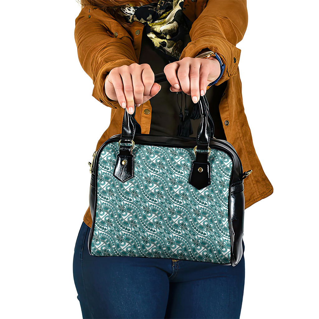 Hibiscus Bloom Island Tribal Waves Shoulder Handbag Teal Polynesian Pattern LT01 One Size Teal - Polynesian Pride
