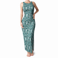 Hibiscus Bloom Island Tribal Waves Tank Maxi Dress Teal Polynesian Pattern LT01 Women Teal - Polynesian Pride