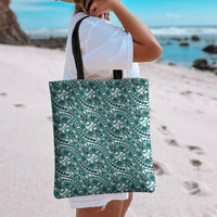 Hibiscus Bloom Island Tribal Waves Tote Bag Teal Polynesian Pattern LT01 - Polynesian Pride