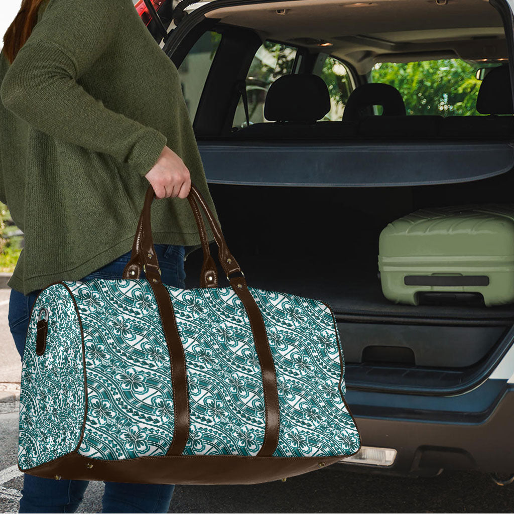 Hibiscus Bloom Island Tribal Waves Travel Bag Teal Polynesian Pattern LT01 - Polynesian Pride