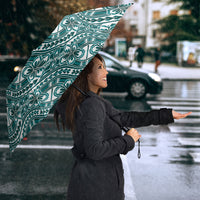 Hibiscus Bloom Island Tribal Waves Umbrella Teal Polynesian Pattern LT01 - Polynesian Pride