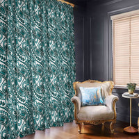 Hibiscus Bloom Island Tribal Waves Window Curtain Teal Polynesian Pattern LT01 - Polynesian Pride