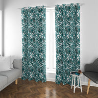 Hibiscus Bloom Island Tribal Waves Window Curtain Teal Polynesian Pattern LT01 With Grommets Teal - Polynesian Pride