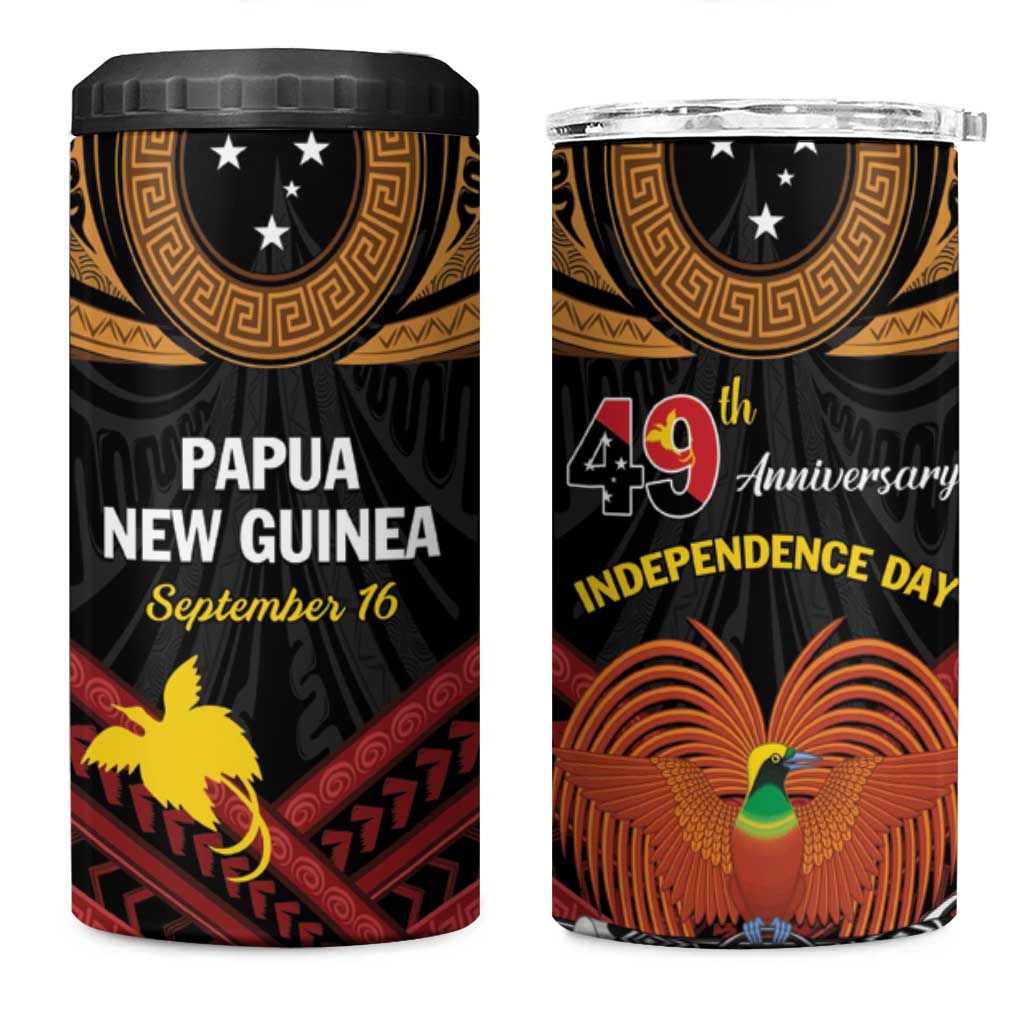 Papua New Guinea Bird of Paradise 4 in 1 Can Cooler Tumbler 16 September 1975 Independence Day Anniversary LT01 One Size: 16 oz Black - Polynesian Pride