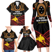 Papua New Guinea Bird of Paradise Family Matching Long Sleeve Bodycon Dress and Hawaiian Shirt 16 September 1975 Independence Day Anniversary LT01 - Polynesian Pride